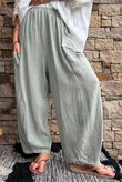 Lina Linen Blend Barrel Pant Washed Khaki